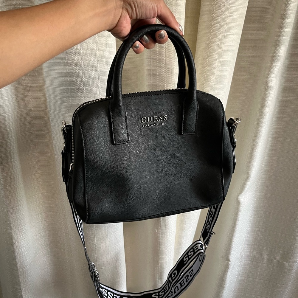 Guess Black Mini Bag with Silver Accents